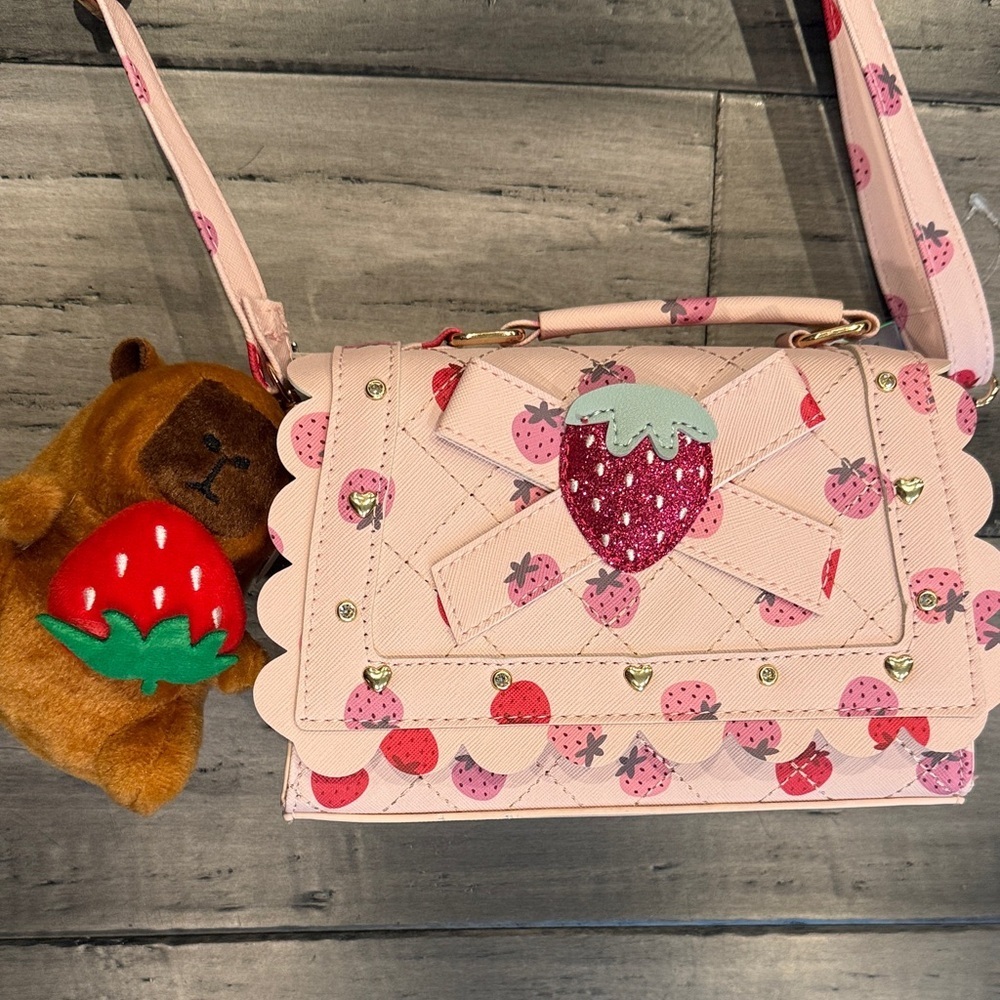 NWT Strawberry Accent Pink Crossbody Bag
